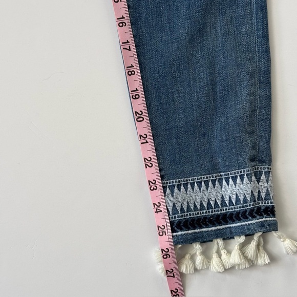 LOFT Tassel Hem Embroidered Boho Modern Skinny Ankle Jeans‎ Size 27 / 4 - Picture 9 of 14